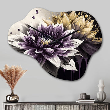 Dahlia Flower II - Asymmetric Metal Wall Clock